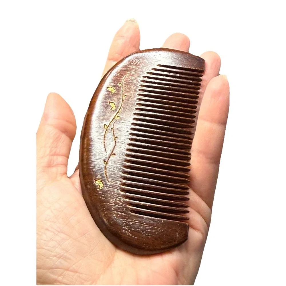 Butterfly Sandalwood Comb Anti Static Wooden Pocket Hair Comb Half Moon Detangle